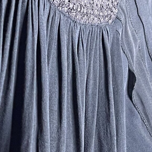 LOFT Navy Blue Blouse Small | Long Sleeve Shirred Peasant Boho Top - Picture 9 of 11